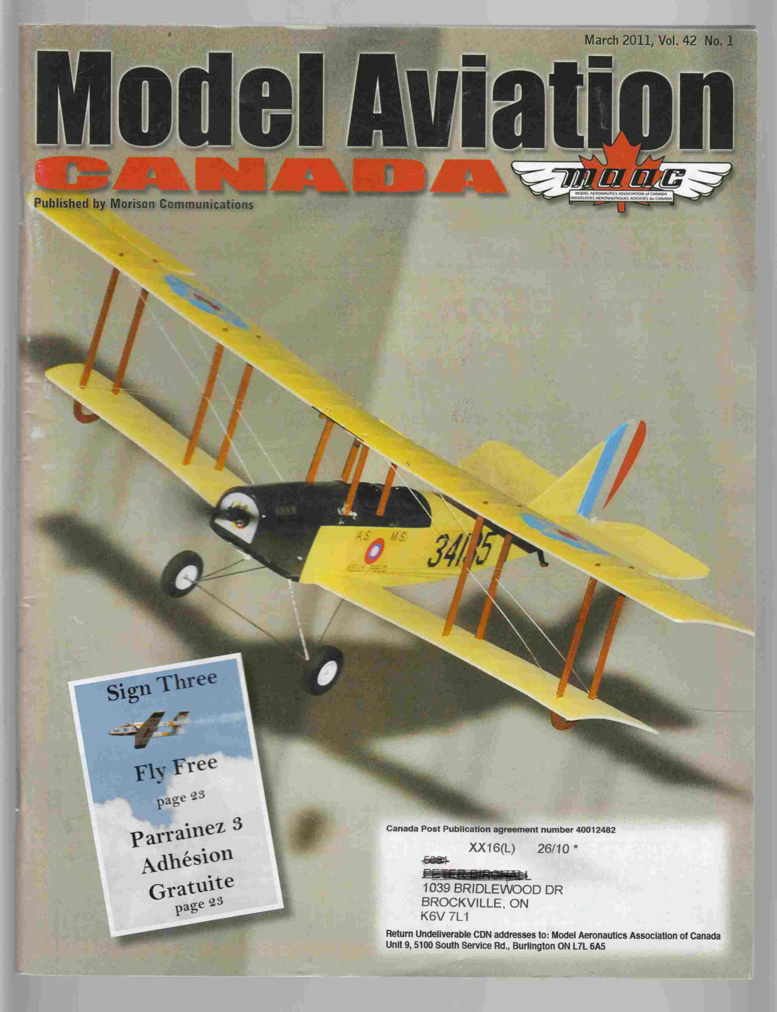 Image for Model Aviation Canada March 2011 Vol. 42 No. 1