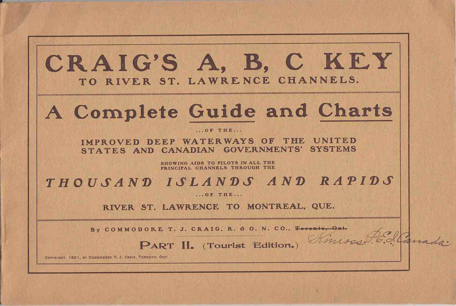 Image for Craig's A, B, C Key to River St. Lawrence Channels Part II. (Tourist Edition)