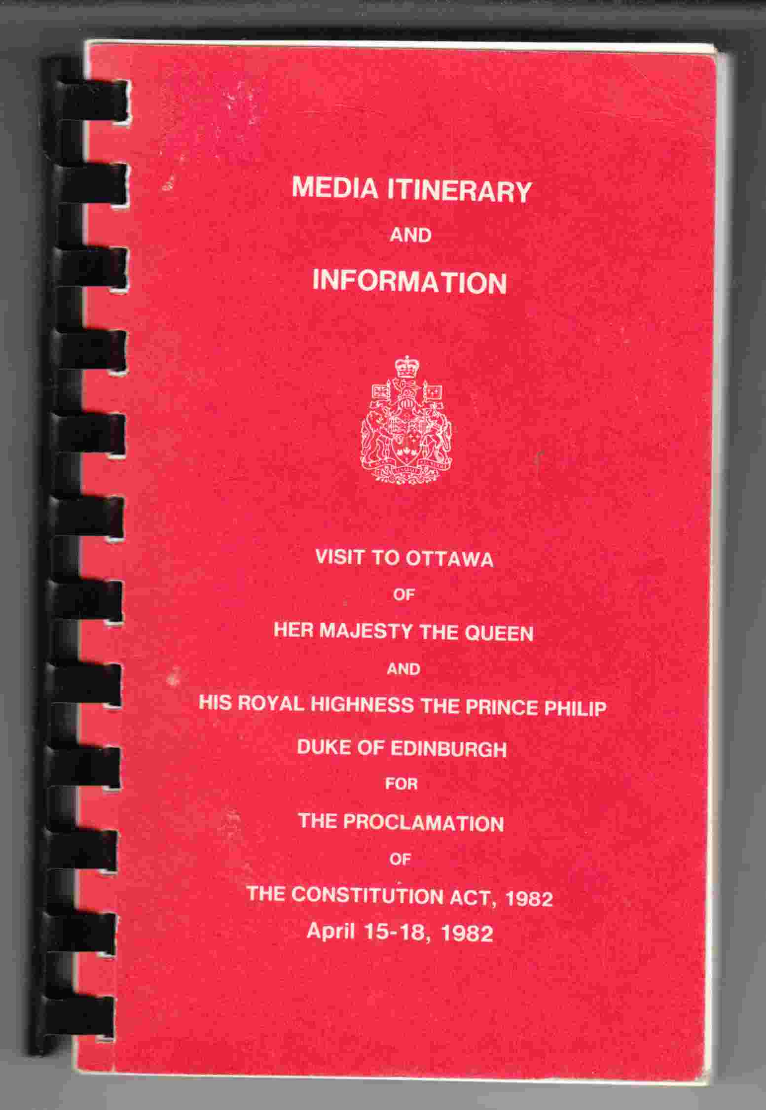 Image for Media Itinerary and Information Visit to Ottawa for the Proclamation of the Constitution Act