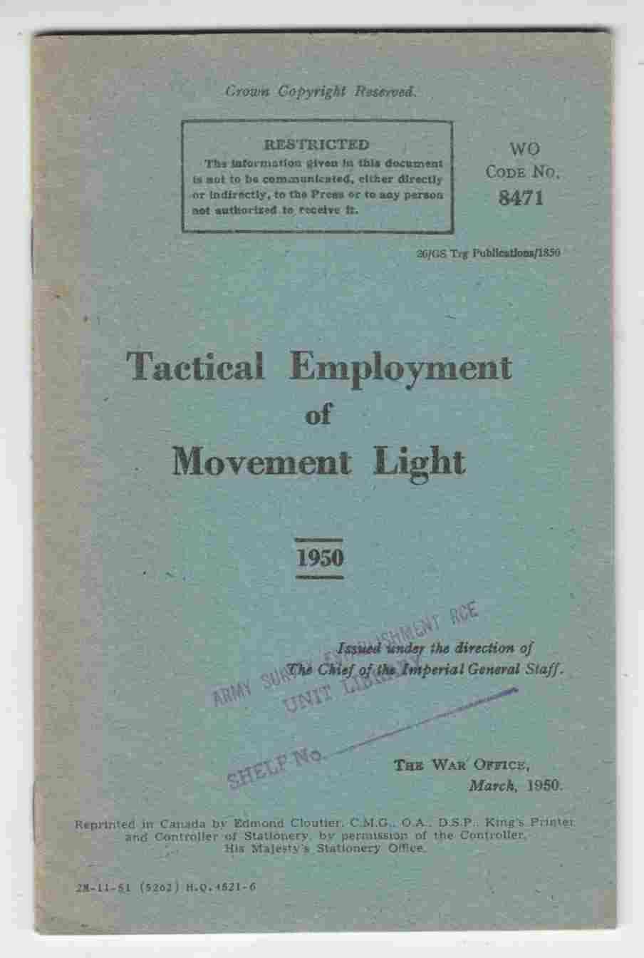 Image for Tactical Employment of Movement Light