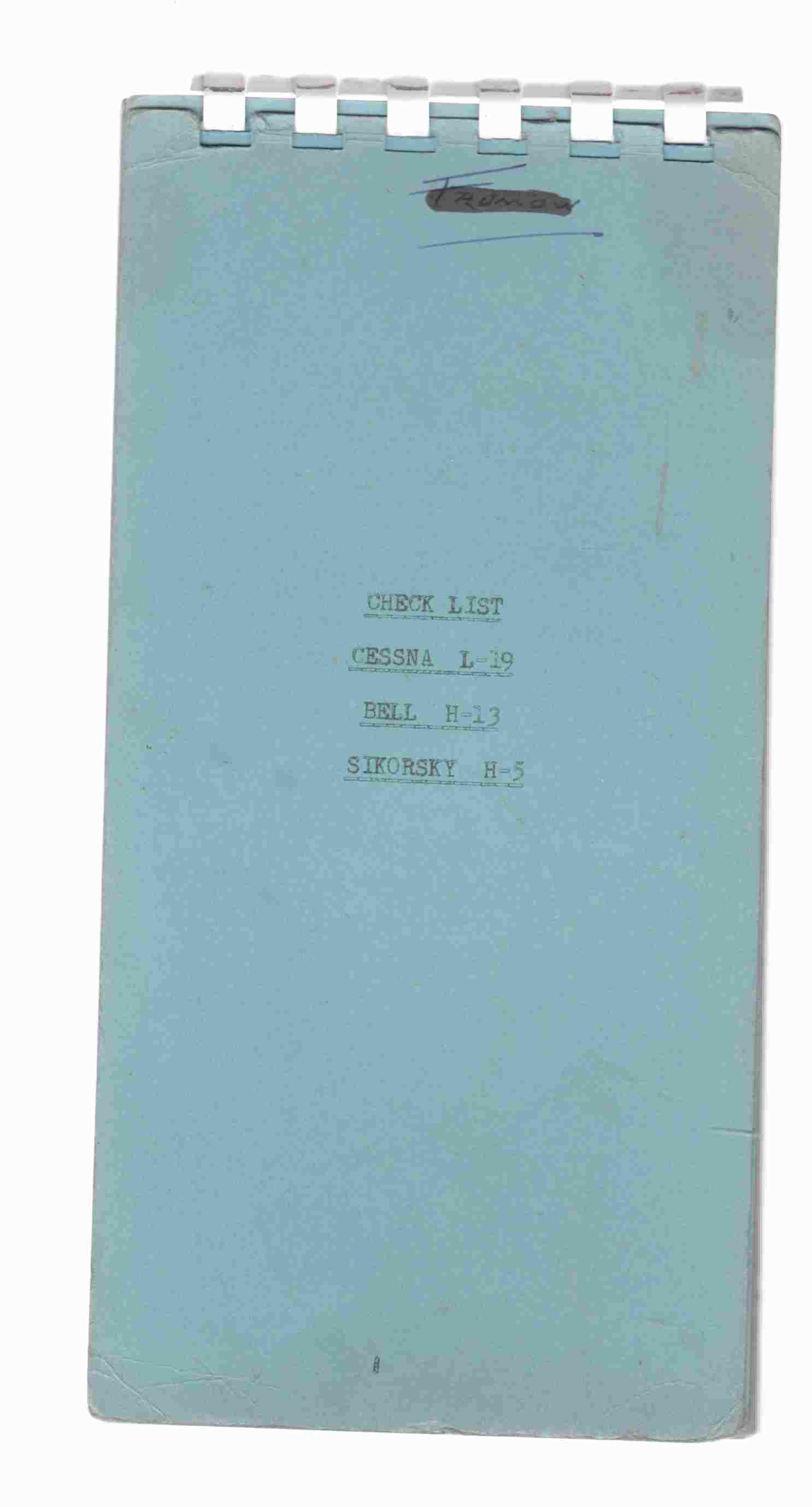 Image for Check List Cessna L-19 Bell H-13 Sikorsky H-5