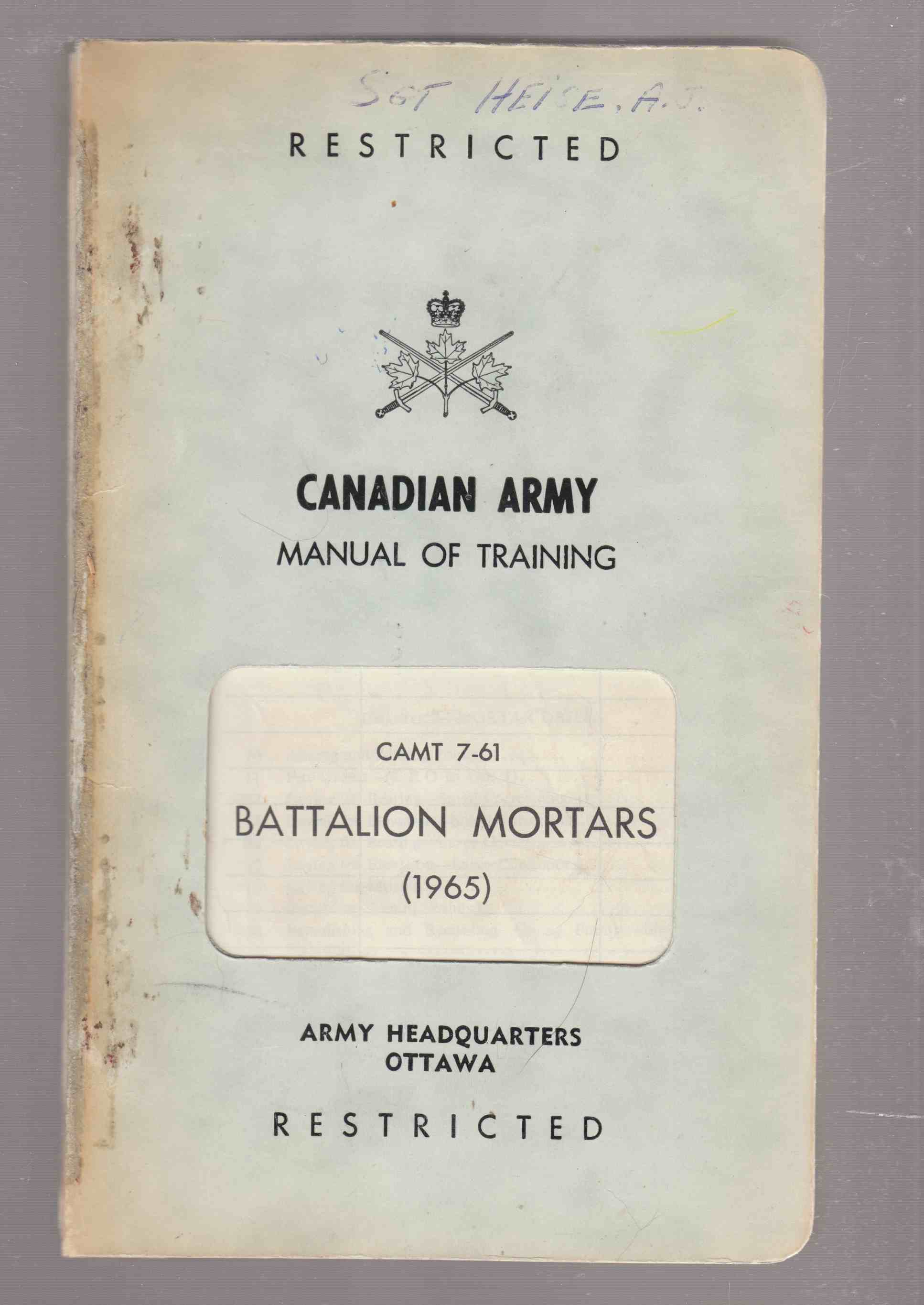 Image for Artillery Training : Battalion Mortars CAMT 7-65