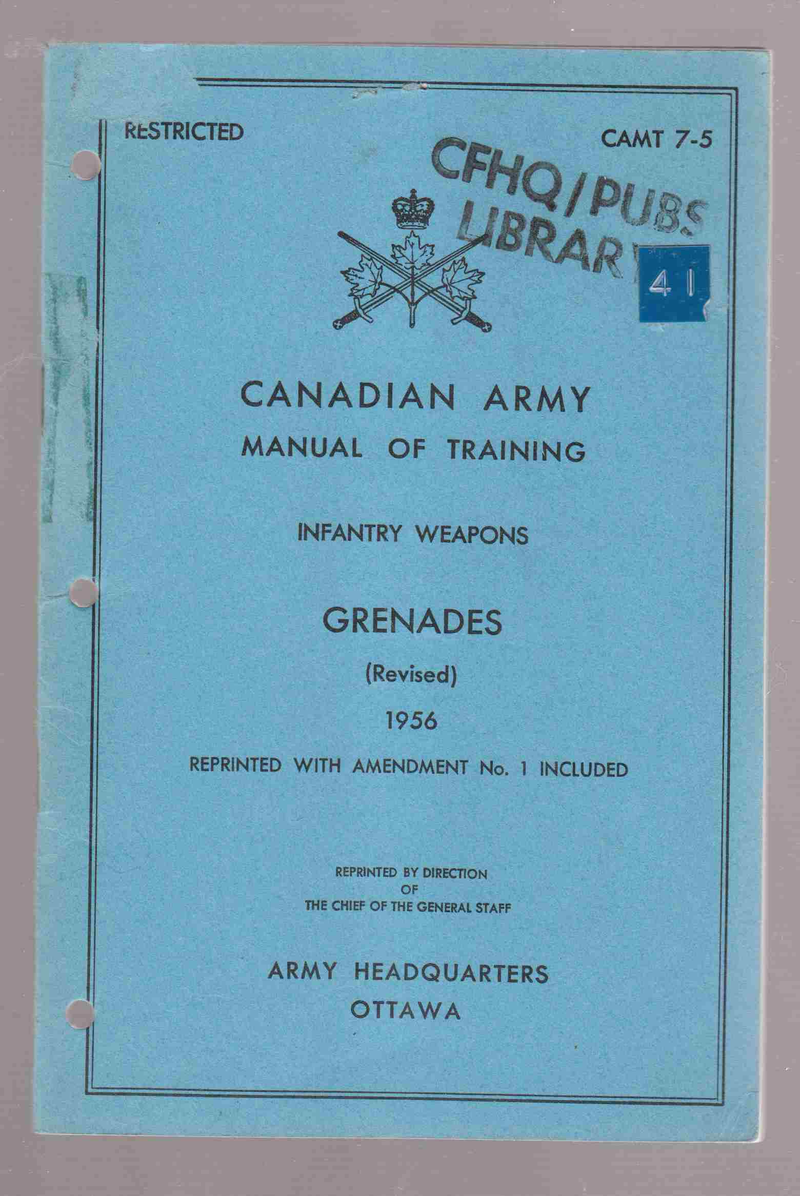 Image for Infantry Weapons Grenades (Revised) CAMT 7-5