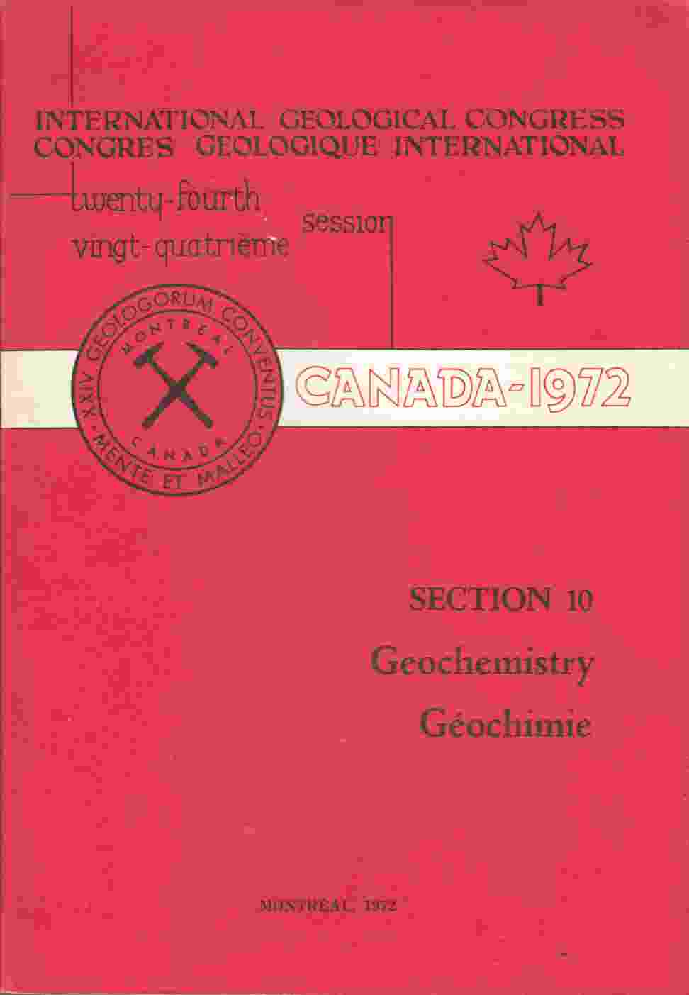 Image for International Geological Congress Twenty-Fourth Session Section 10 Geochemistry