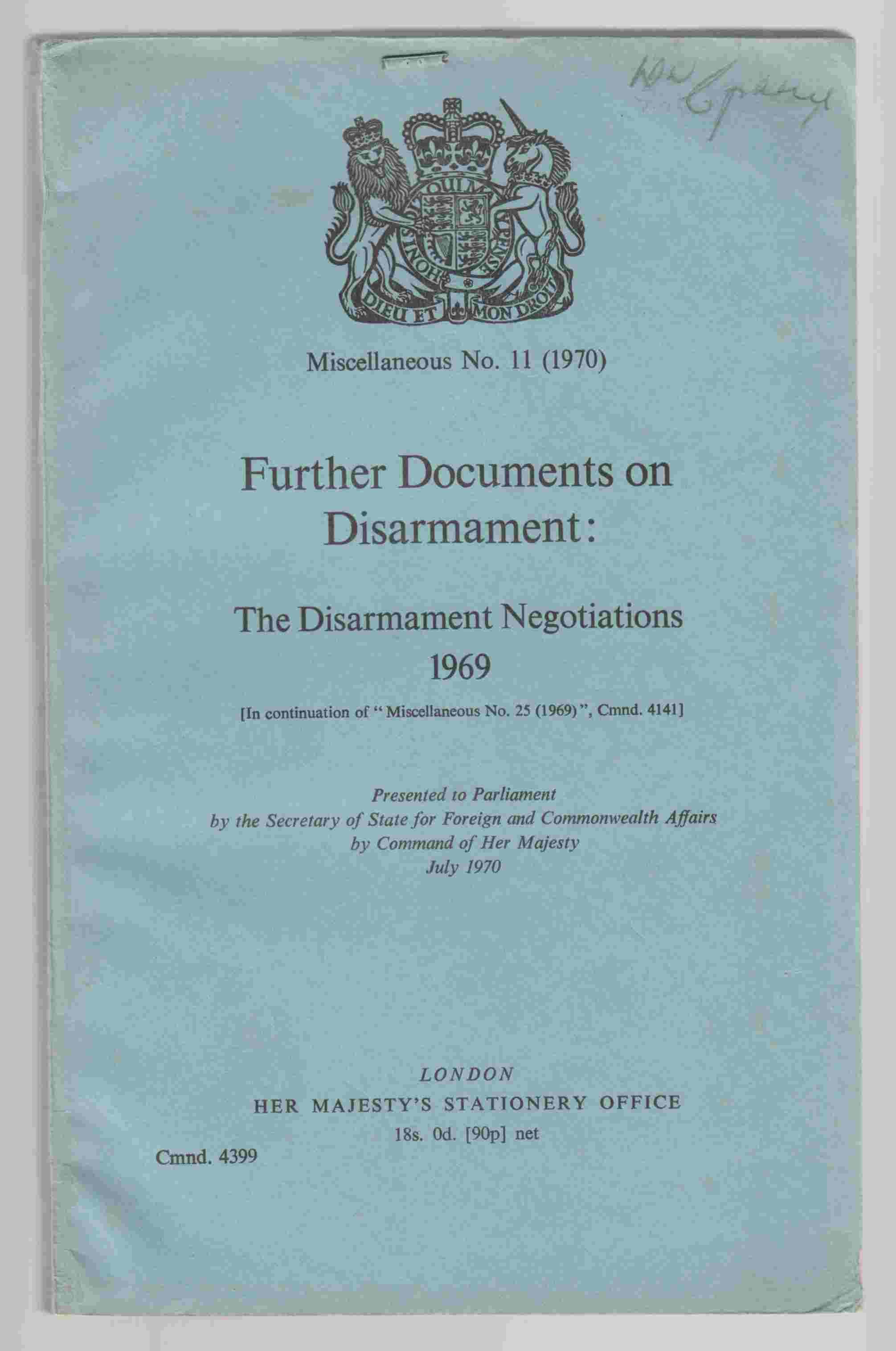 Image for Further Documents on Disarmament: The Disarmament Negotiations 1969