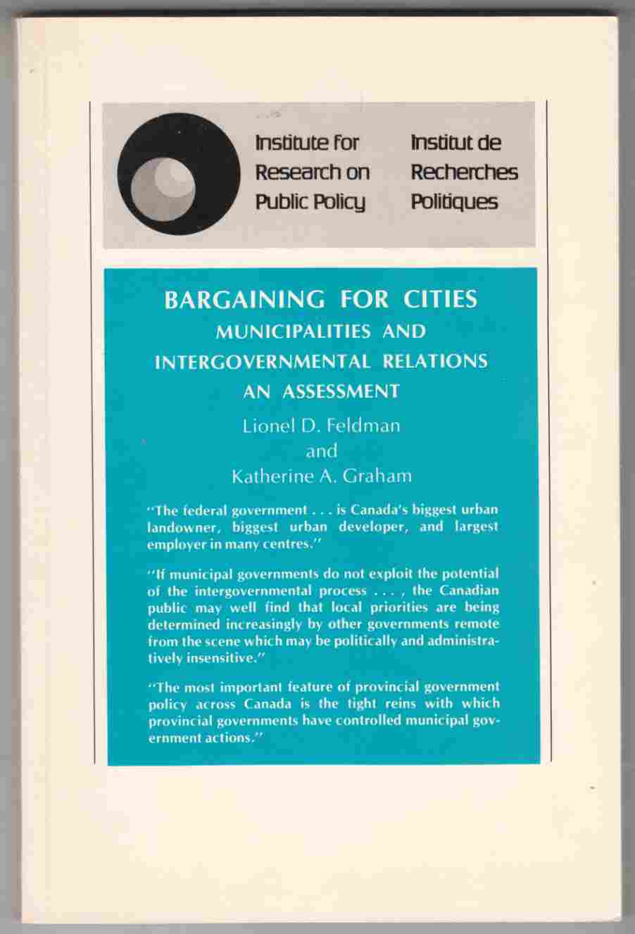 Image for Bargaining for Cities Municipalities and Intergovernmental Relations: an Assessment