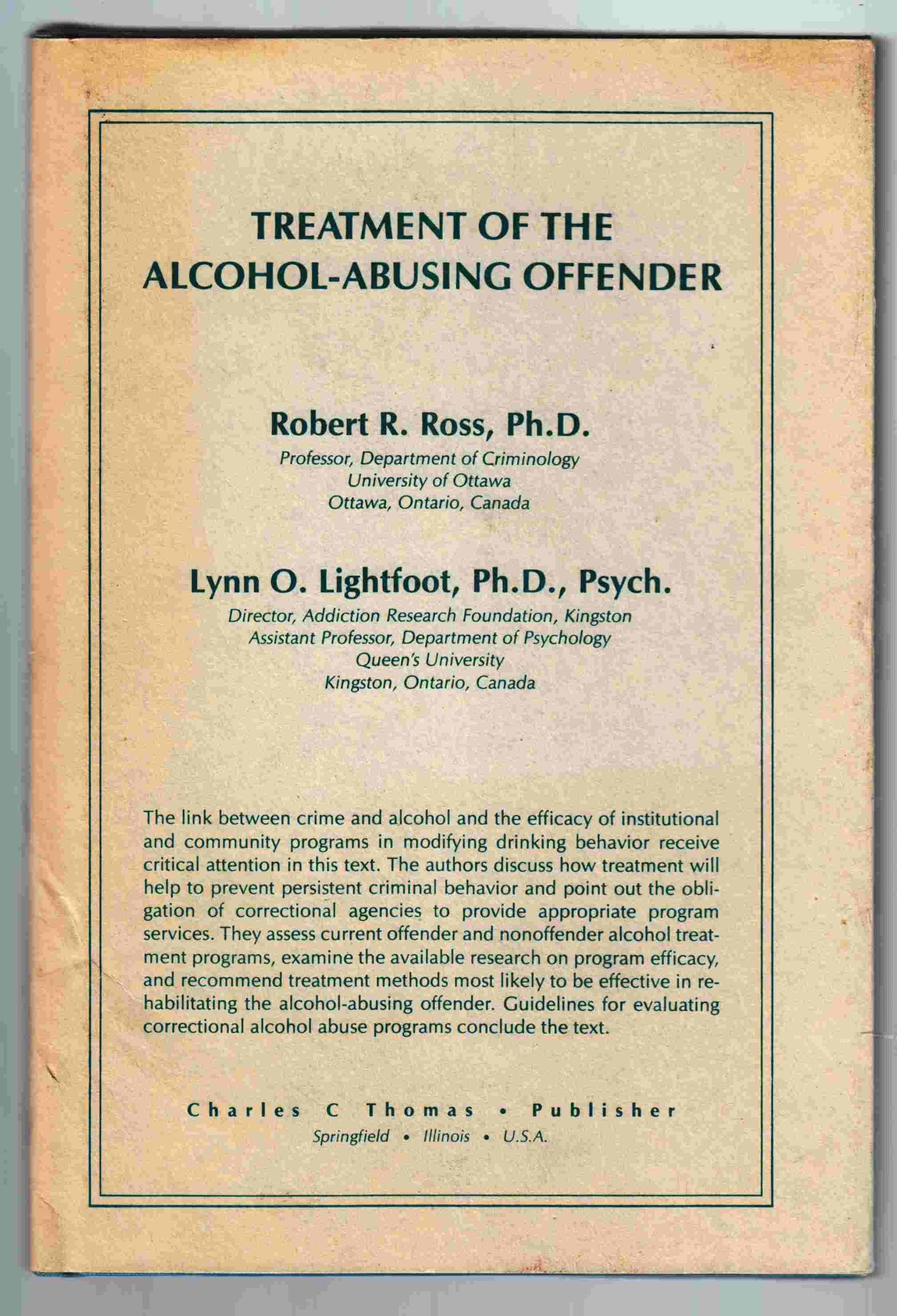 Image for Treatment of the Alcohol-Abusing Offender
