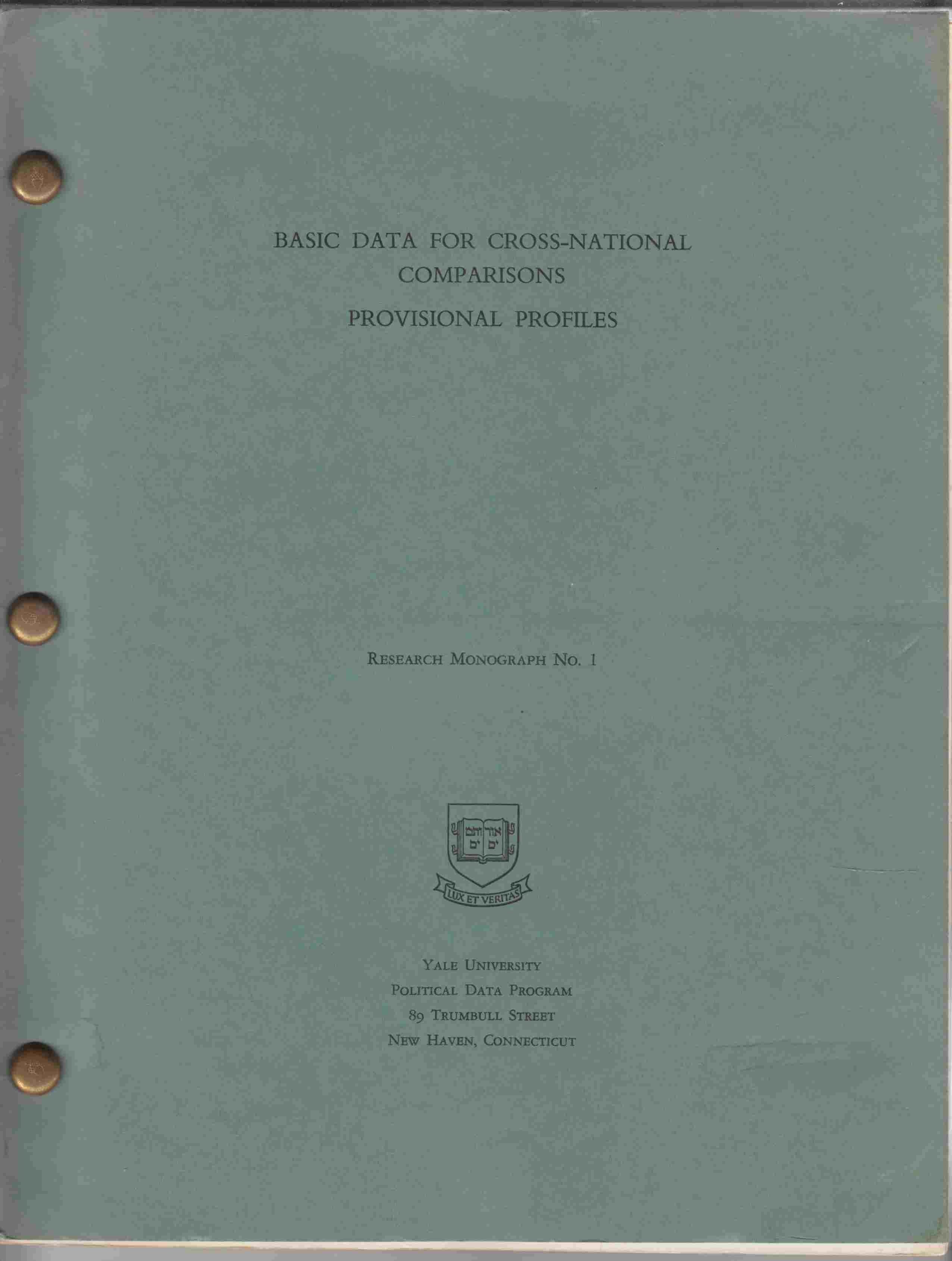 Image for Basic Data for Cross-National Comparisons Provisional Profiles