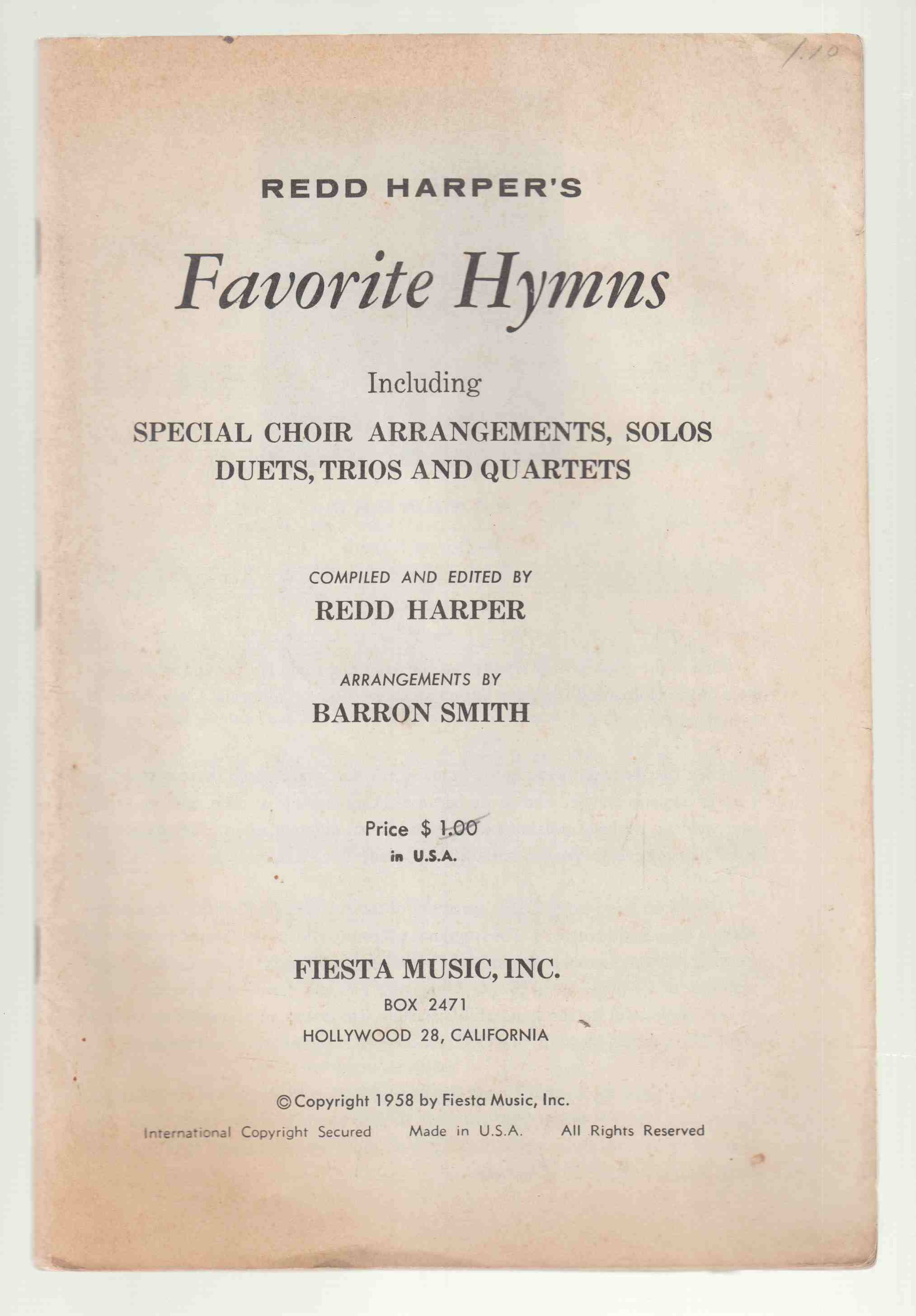 Image for Redd Harper's Favourite Hymns Including Special Choir Arrangements, Solos, Duets, Trios and Quartets