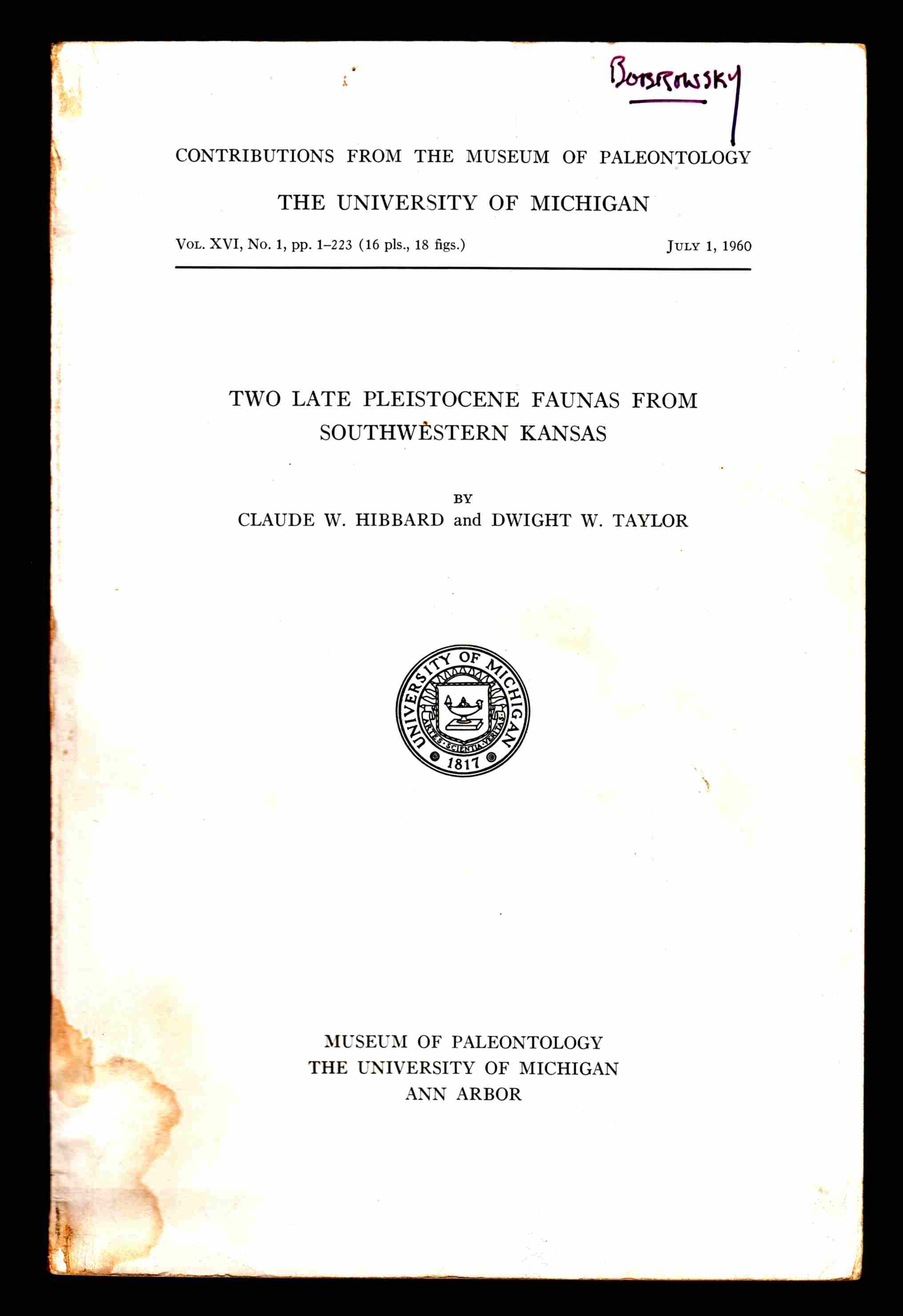 Image for Two Late Pleistocene Faunas from Southwestern Kansas