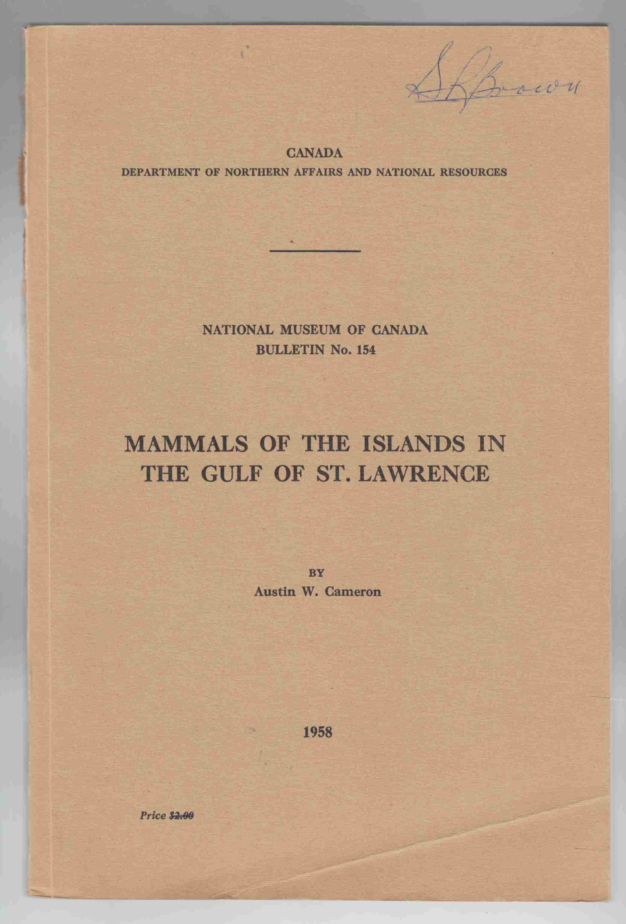 Image for Mammals of the Islands in the Gulf of St. Lawrence Bulletin No. 154