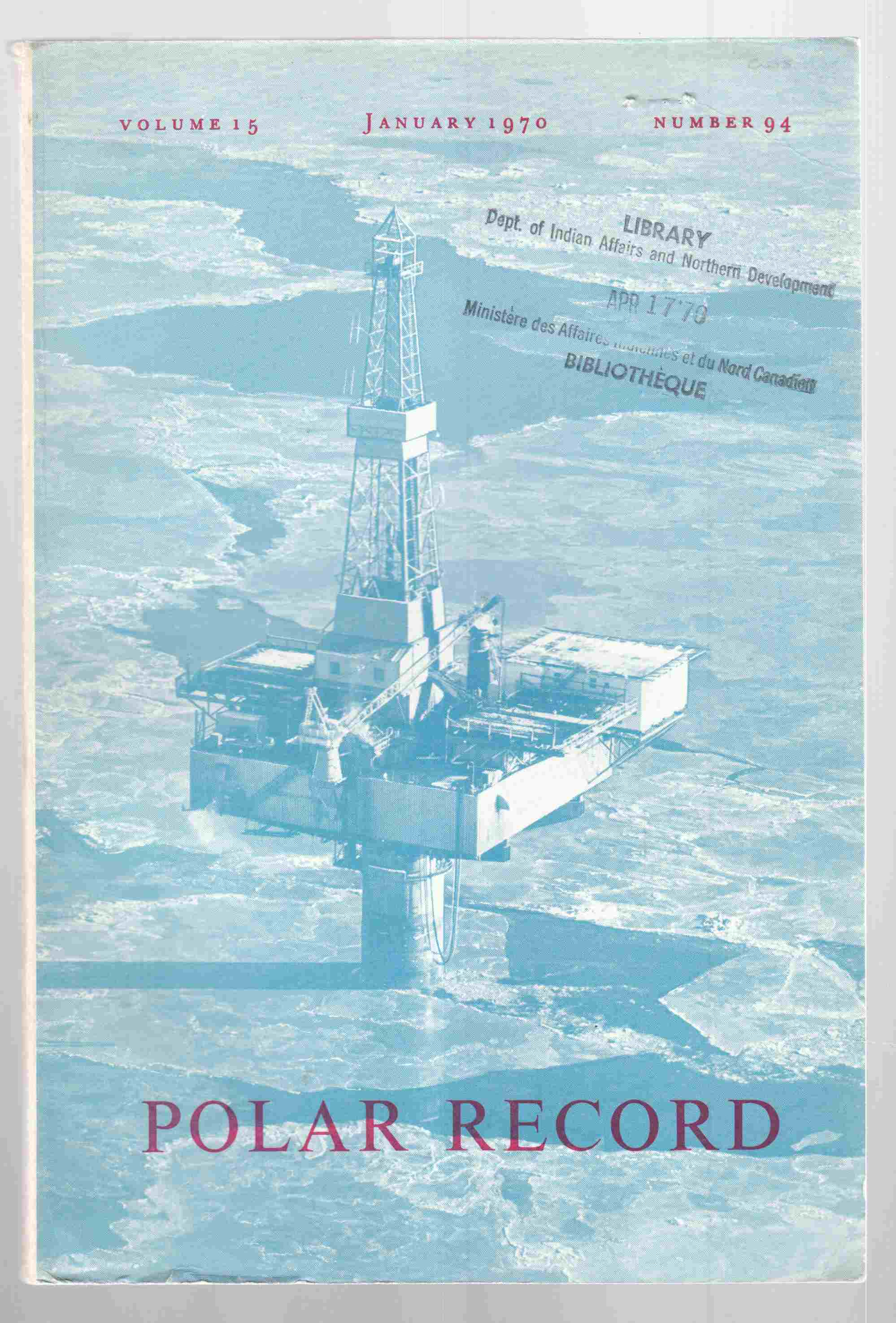 Image for Polar Record Volume 15 Number 94 January 1970