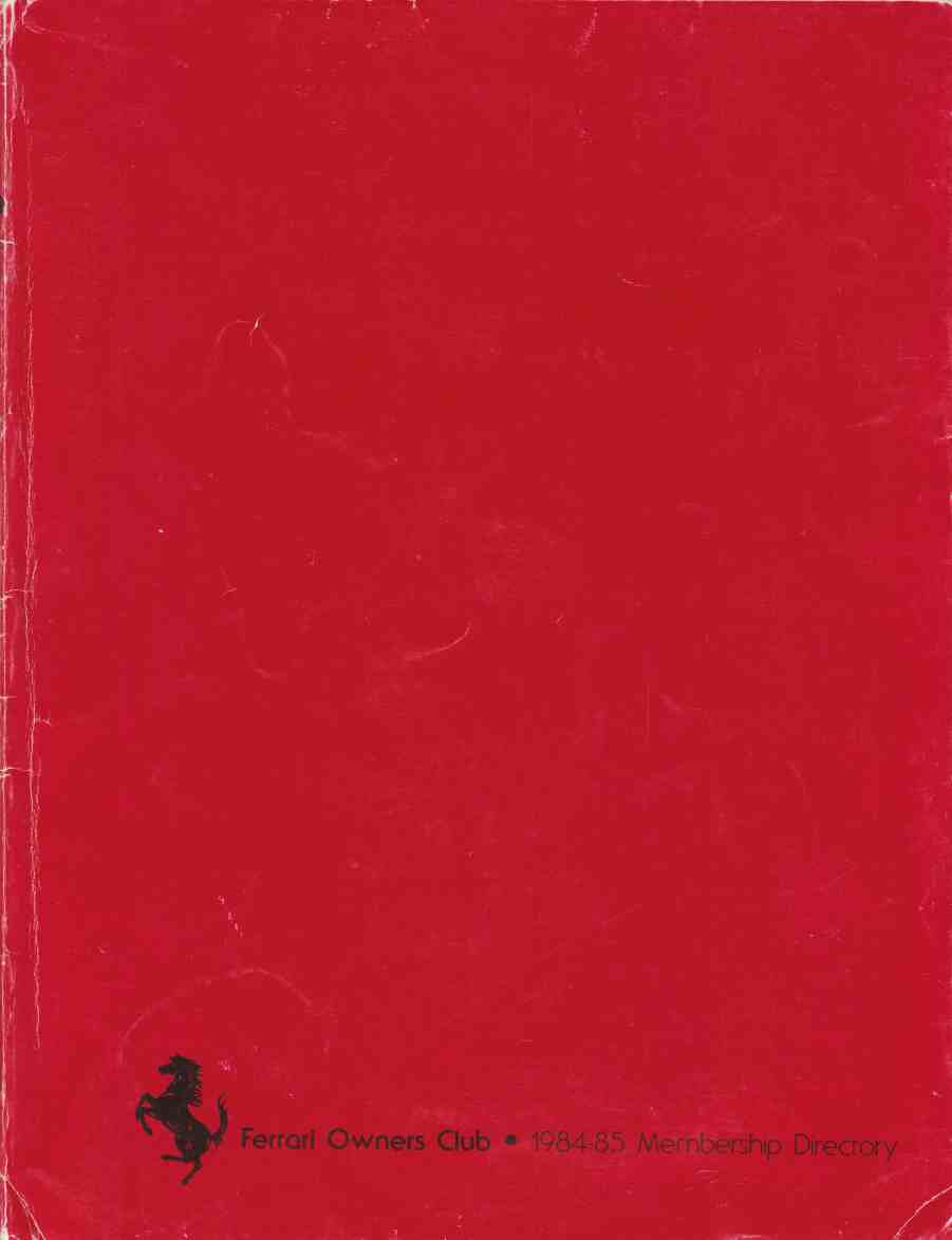 Image for Ferrari Owner's Club Membership Roster 1984 / 1985
