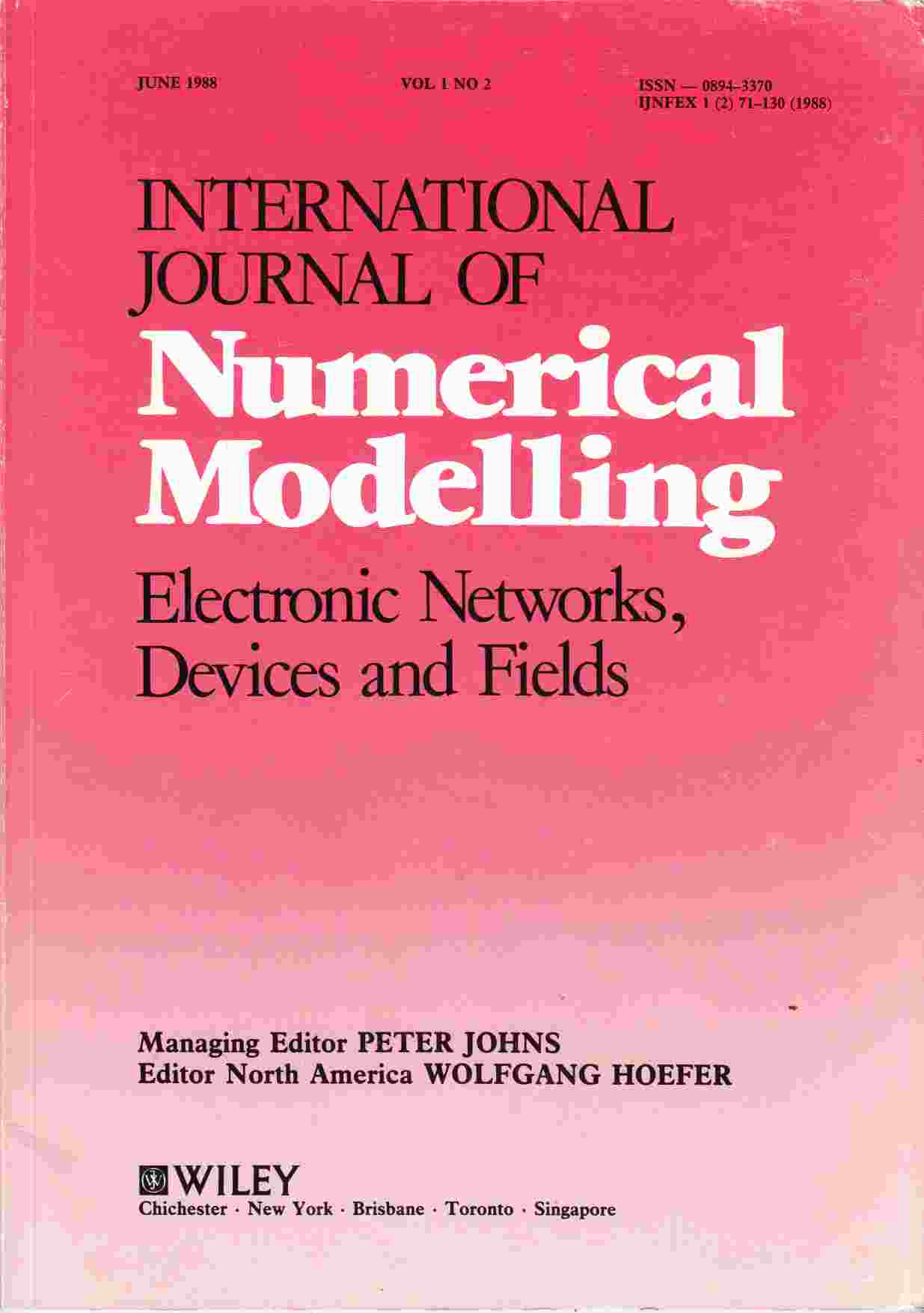 Image for International Journal of Numerical Modelling Electronic Networks, Devices and Fields