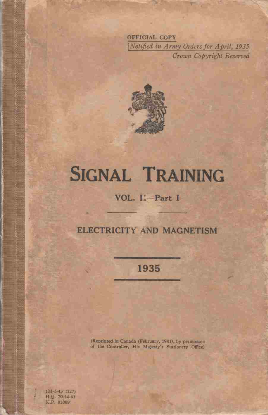 Image for Signal Training Vol. II Part I: Electricity and Magnetism