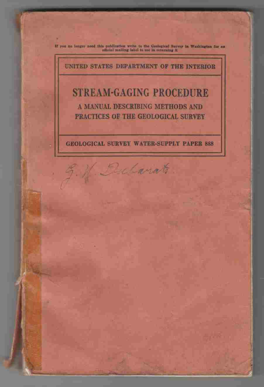 Image for Stream-Gaging Procedure A Manual Describing Methods and Practices of the Geological Survey