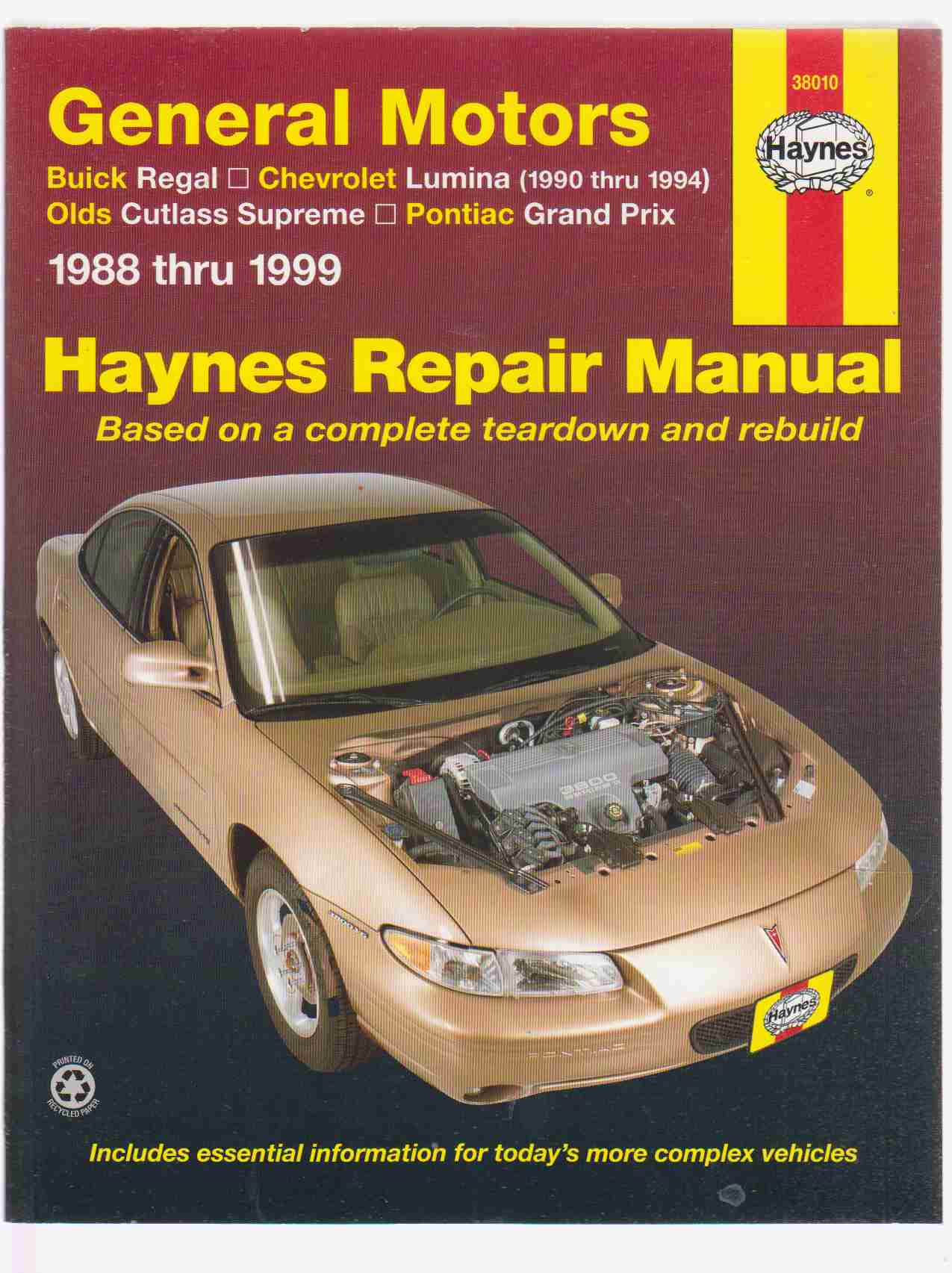 Image for General Motors Buick Regal, Chevrolet Lumina (1990 Thru 1994) , Olds Cutlass Supreme Pontiac Grand Prix 1988 Thru 1999